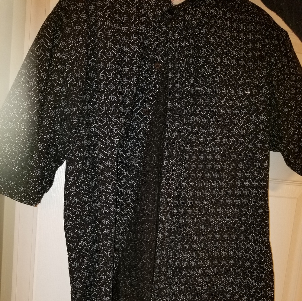Black short sleeve button down shirt